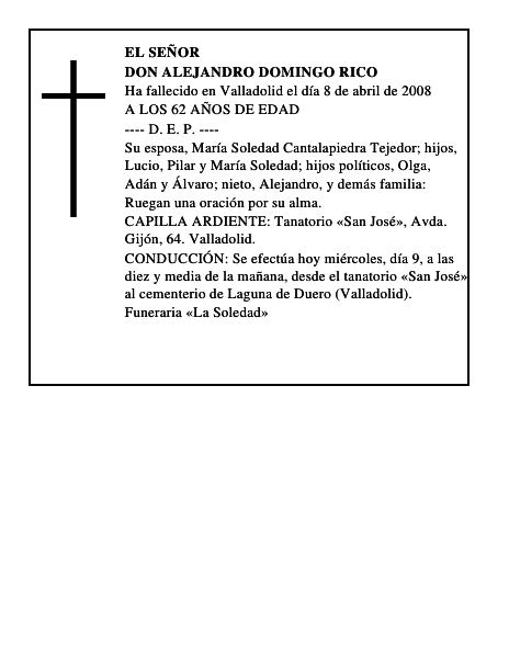 DON ALEJANDRO DOMINGO RICO