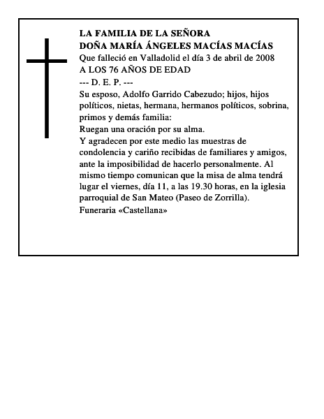 DOÑA MARÍA ÁNGELES MACÍAS MACÍAS
