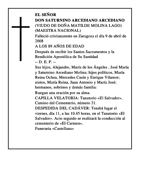 DON SATURNINO ARCEDIANO ARCEDIANO