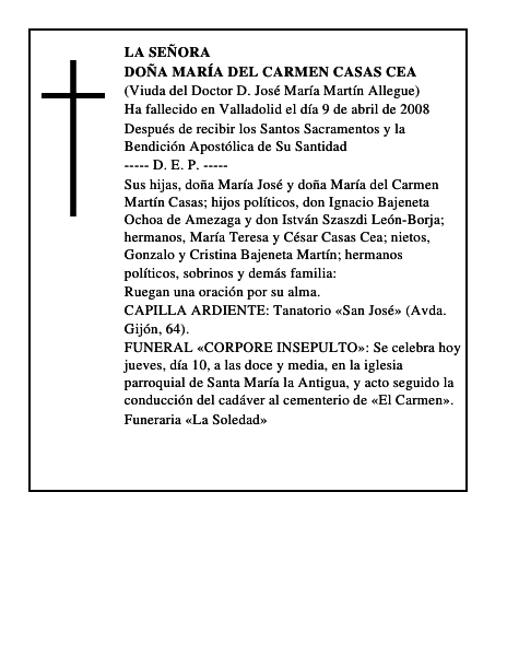 DOÑA MARÍA DEL CARMEN CASAS CEA