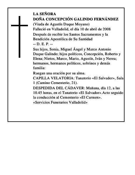 DOÑA CONCEPCIÓN GALINDO FERNÁNDEZ