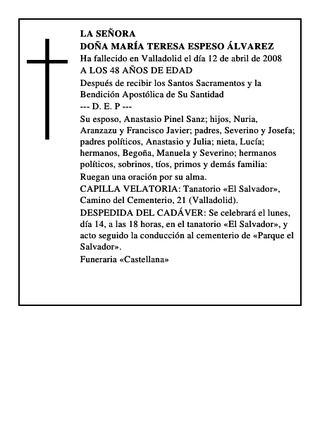 DOÑA MARÍA TERESA ESPESO ÁLVAREZ