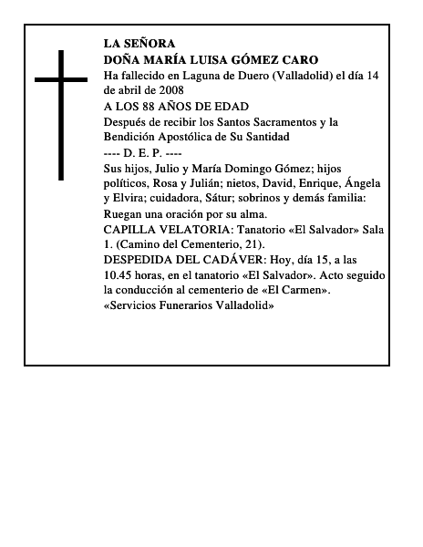 DOÑA MARÍA LUISA GÓMEZ CARO