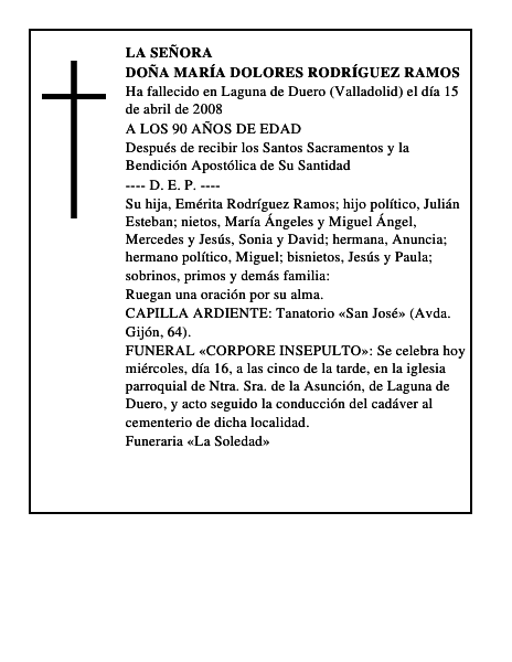 DOÑA MARÍA DOLORES RODRÍGUEZ RAMOS