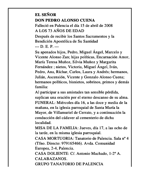 DON PEDRO ALONSO CUENA