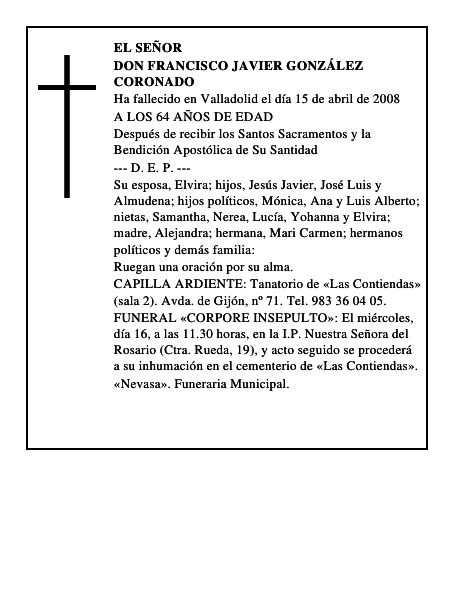 DON FRANCISCO JAVIER GONZÁLEZ CORONADO