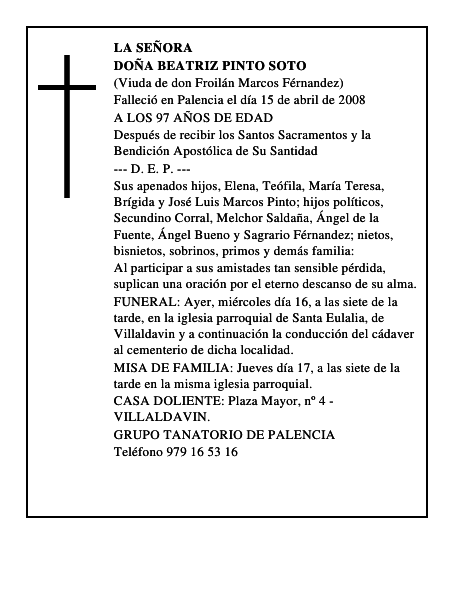 DOÑA BEATRIZ PINTO SOTO