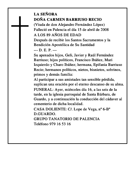 DOÑA CARMEN BARRIUSO RECIO