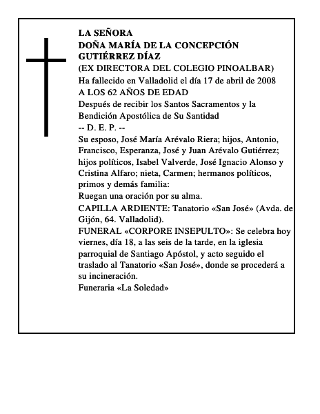 DOÑA MARÍA DE LA CONCEPCIÓN GUTIÉRREZ DÍAZ