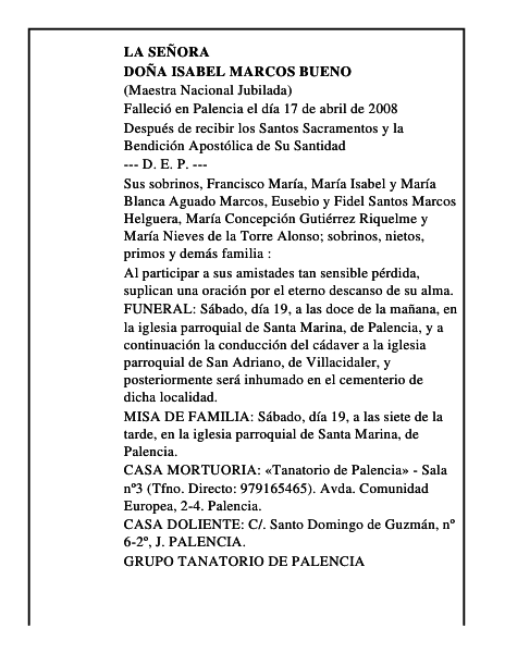 DOÑA ISABEL MARCOS BUENO