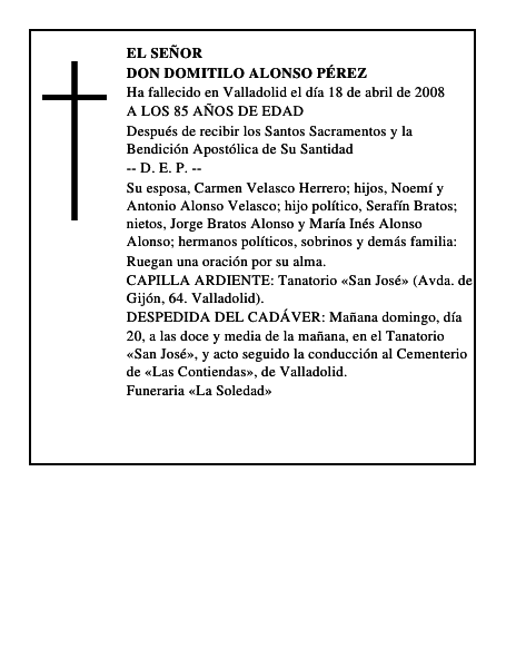 DON DOMITILO ALONSO PÉREZ