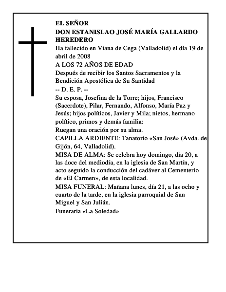 DON ESTANISLAO JOSÉ MARÍA GALLARDO HEREDERO