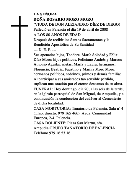 DOÑA ROSARIO MORO MORO