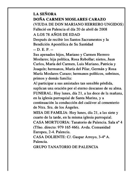 DOÑA CARMEN MOSLARES CARAZO