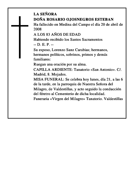 DOÑA ROSARIO OJOSNEGROS ESTEBAN