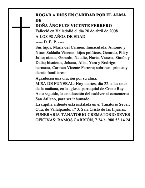 DOÑA ÁNGELES VICENTE FERRERO
