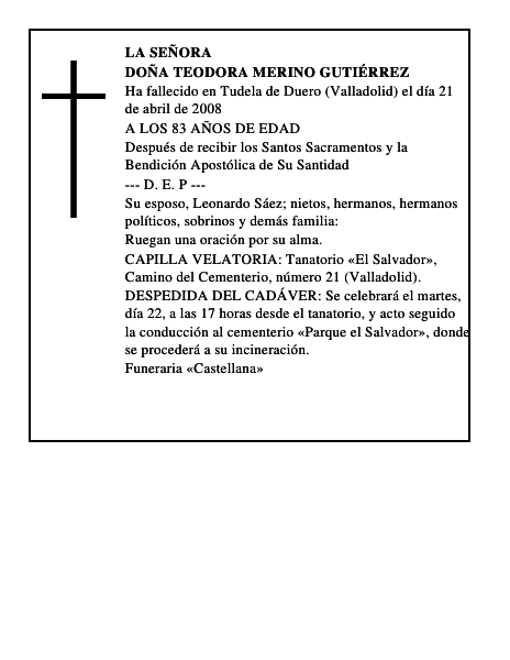 DOÑA TEODORA MERINO GUTIÉRREZ