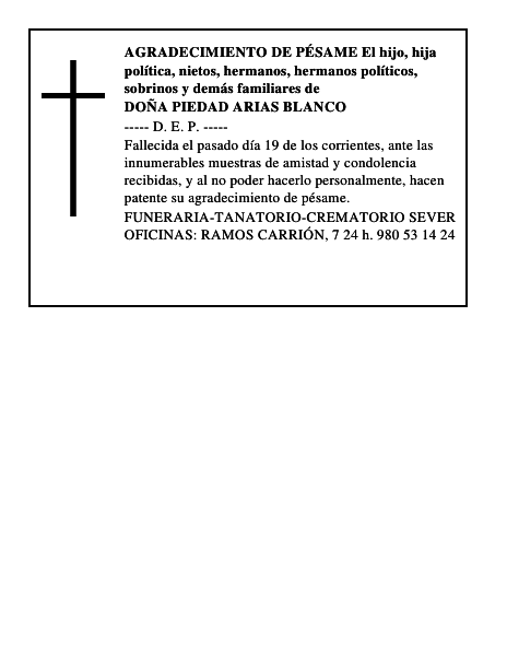 DOÑA PIEDAD ARIAS BLANCO