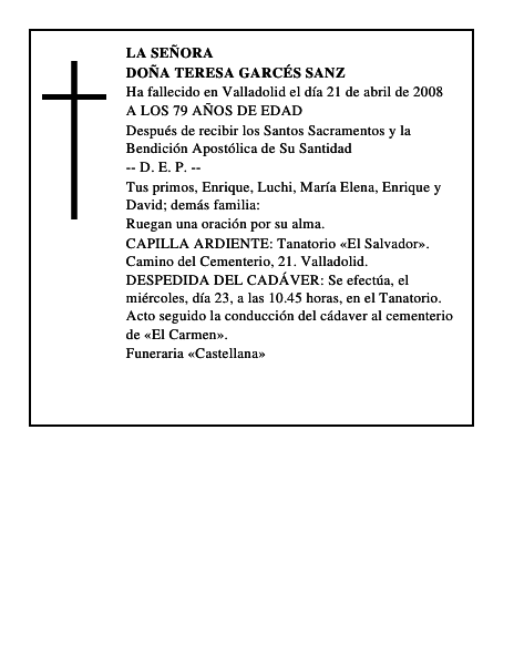 DOÑA TERESA GARCÉS SANZ