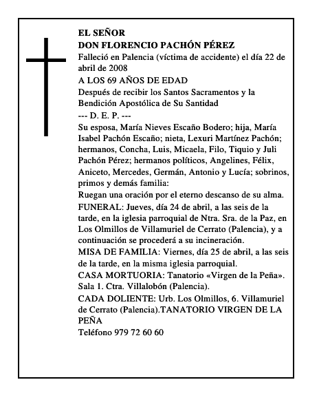 DON FLORENCIO PACHÓN PÉREZ