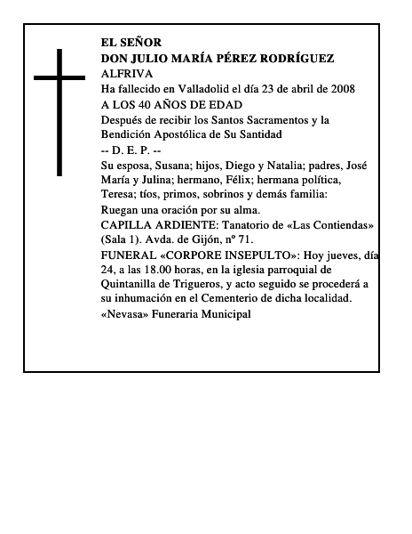 DON JULIO MARÍA PÉREZ RODRÍGUEZ