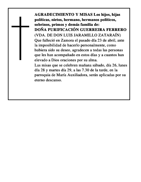 DOÑA PURIFICACIÓN GUERREIRA FERRERO