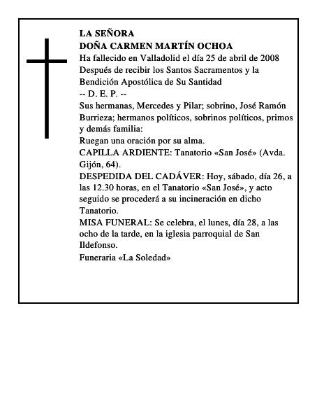 DOÑA CARMEN MARTÍN OCHOA