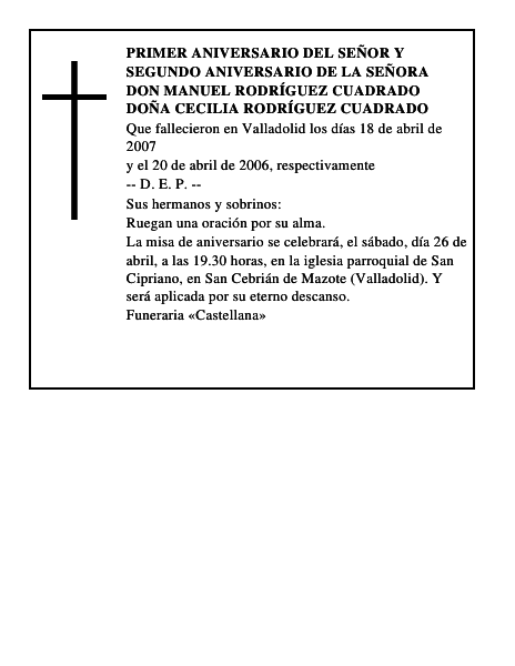DON MANUEL RODRÍGUEZ CUADRADO DOÑA CECILIA RODRÍGUEZ CUADRADO
