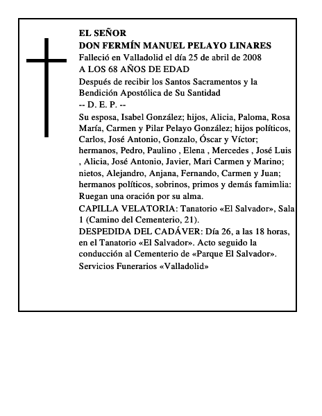 DON FERMÍN MANUEL PELAYO LINARES