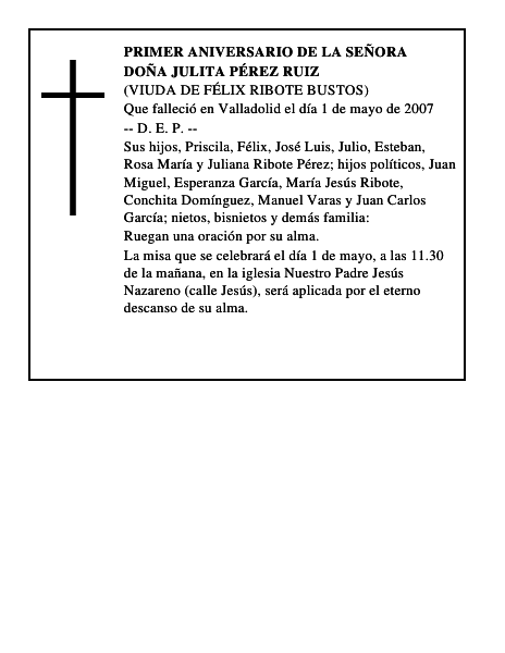 DOÑA JULITA PÉREZ RUIZ