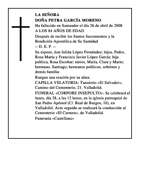 DOÑA PETRA GARCÍA MORENO