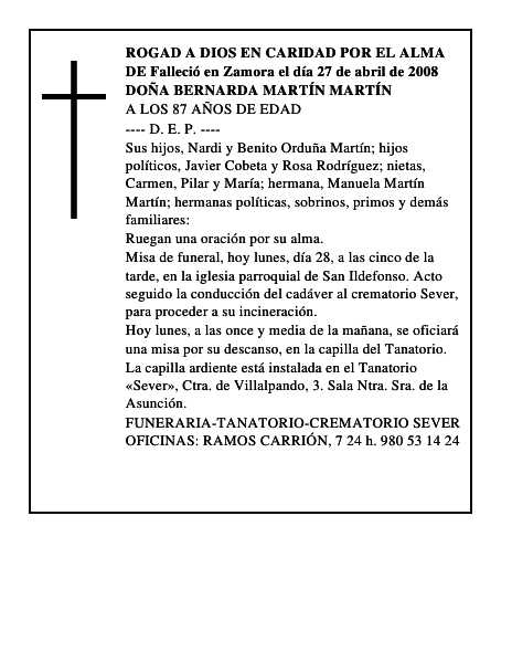 DOÑA BERNARDA MARTÍN MARTÍN