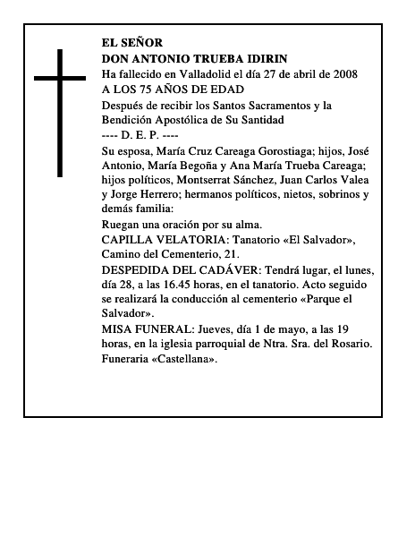 DON ANTONIO TRUEBA IDIRIN