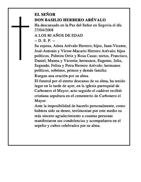 DON BASILIO HERRERO ARÉVALO