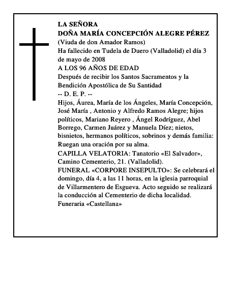 DOÑA MARÍA CONCEPCIÓN ALEGRE PÉREZ