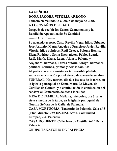 DOÑA JACOBA VITORIA ARROYO
