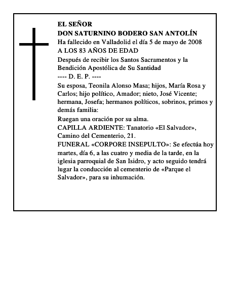 DON SATURNINO BODERO SAN ANTOLÍN