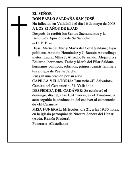 DON PABLO SALDAÑA SAN JOSÉ