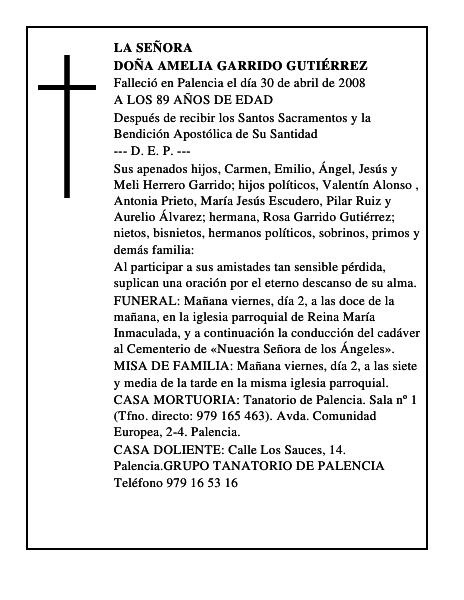 DOÑA AMELIA GARRIDO GUTIÉRREZ