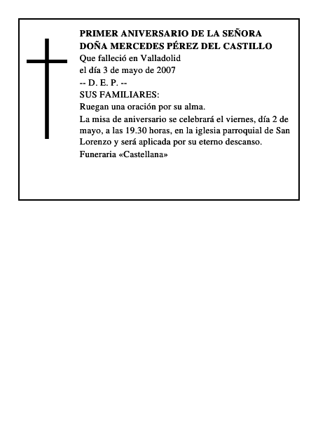 DOÑA MERCEDES PÉREZ DEL CASTILLO