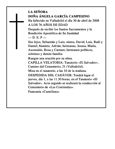 DOÑA ÁNGELA GARCÍA CAMPESINO
