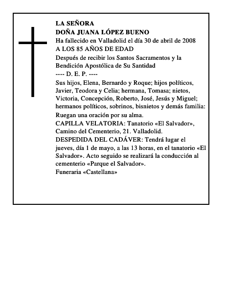 DOÑA JUANA LÓPEZ BUENO
