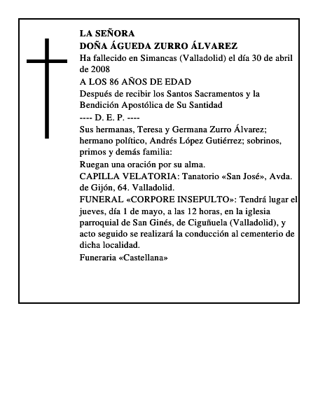 DOÑA ÁGUEDA ZURRO ÁLVAREZ