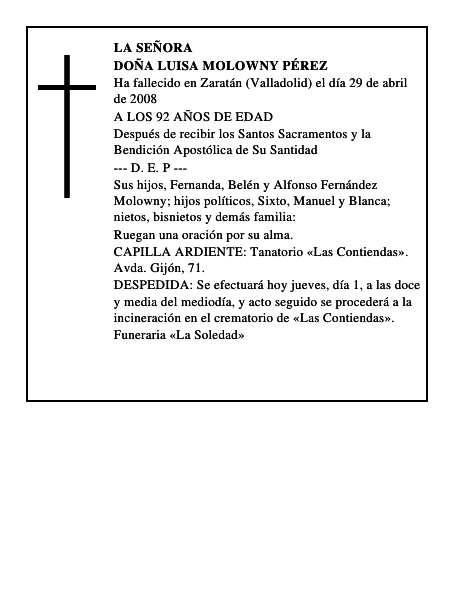 DOÑA LUISA MOLOWNY PÉREZ