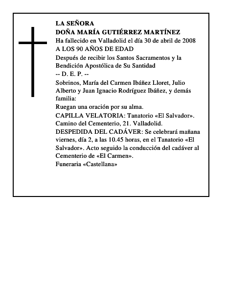 DOÑA MARÍA GUTIÉRREZ MARTÍNEZ