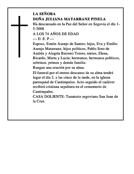 DOÑA JULIANA MATARRANZ PINELA