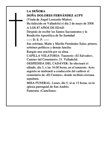 DOÑA DOLORES FERNÁNDEZ AUPY