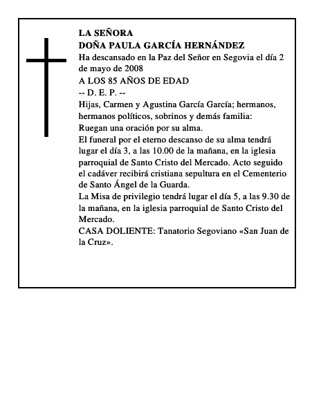 DOÑA PAULA GARCÍA HERNÁNDEZ