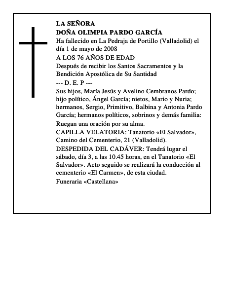DOÑA OLIMPIA PARDO GARCÍA