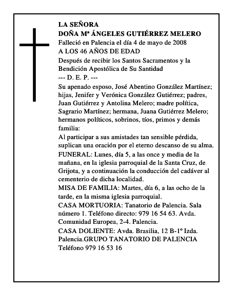 DOÑA Mª ÁNGELES GUTIÉRREZ MELERO